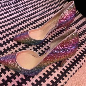 Never worn Rainbow Glitter Heels
